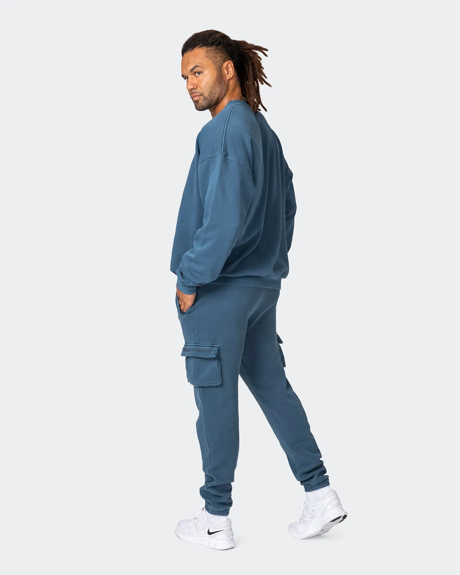 Harlem Vintage Tapered Cargos - Washed Bluesteel