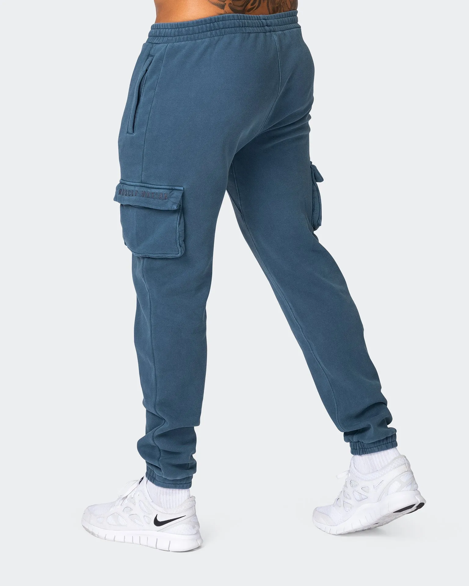Harlem Vintage Tapered Cargos - Washed Bluesteel