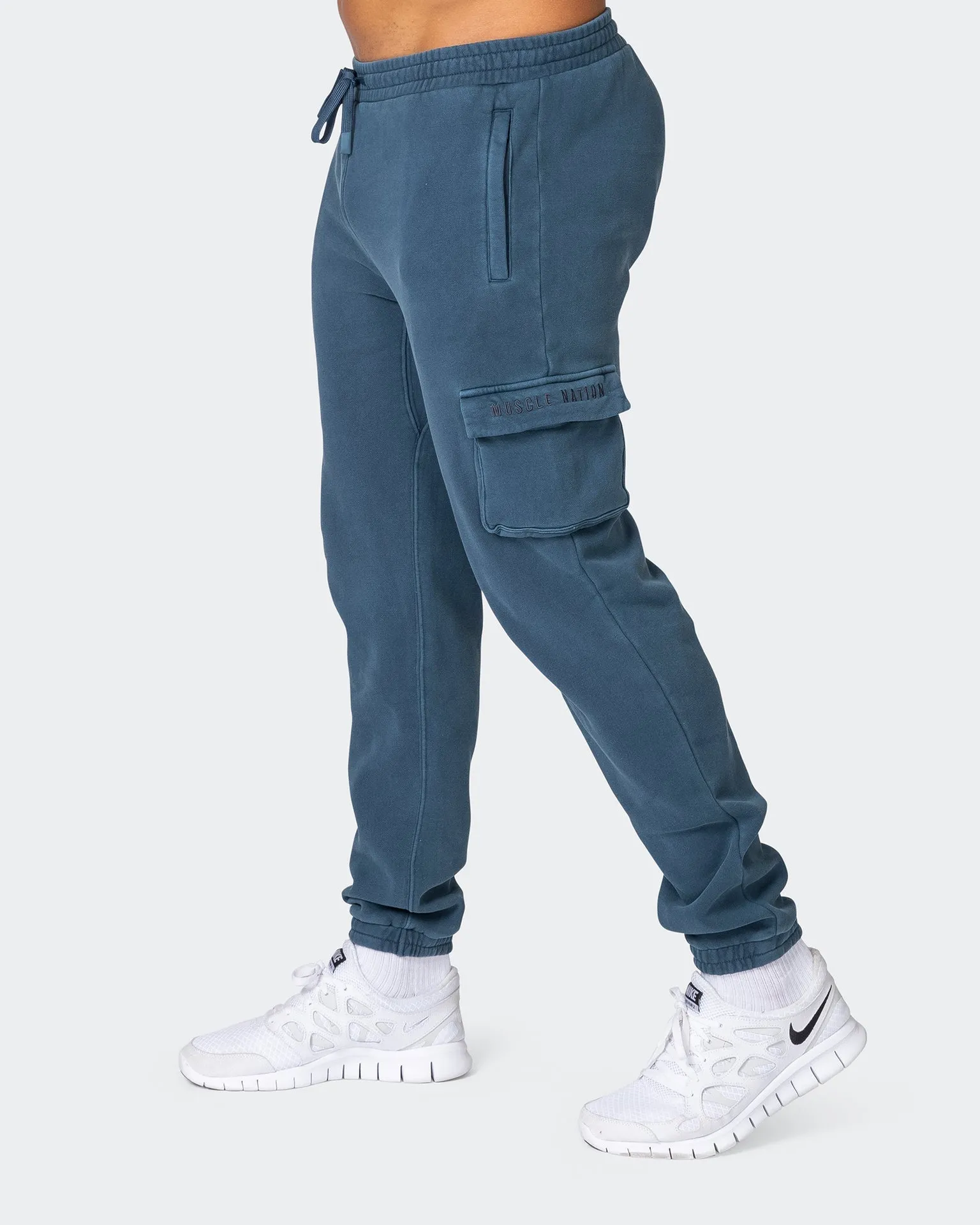 Harlem Vintage Tapered Cargos - Washed Bluesteel