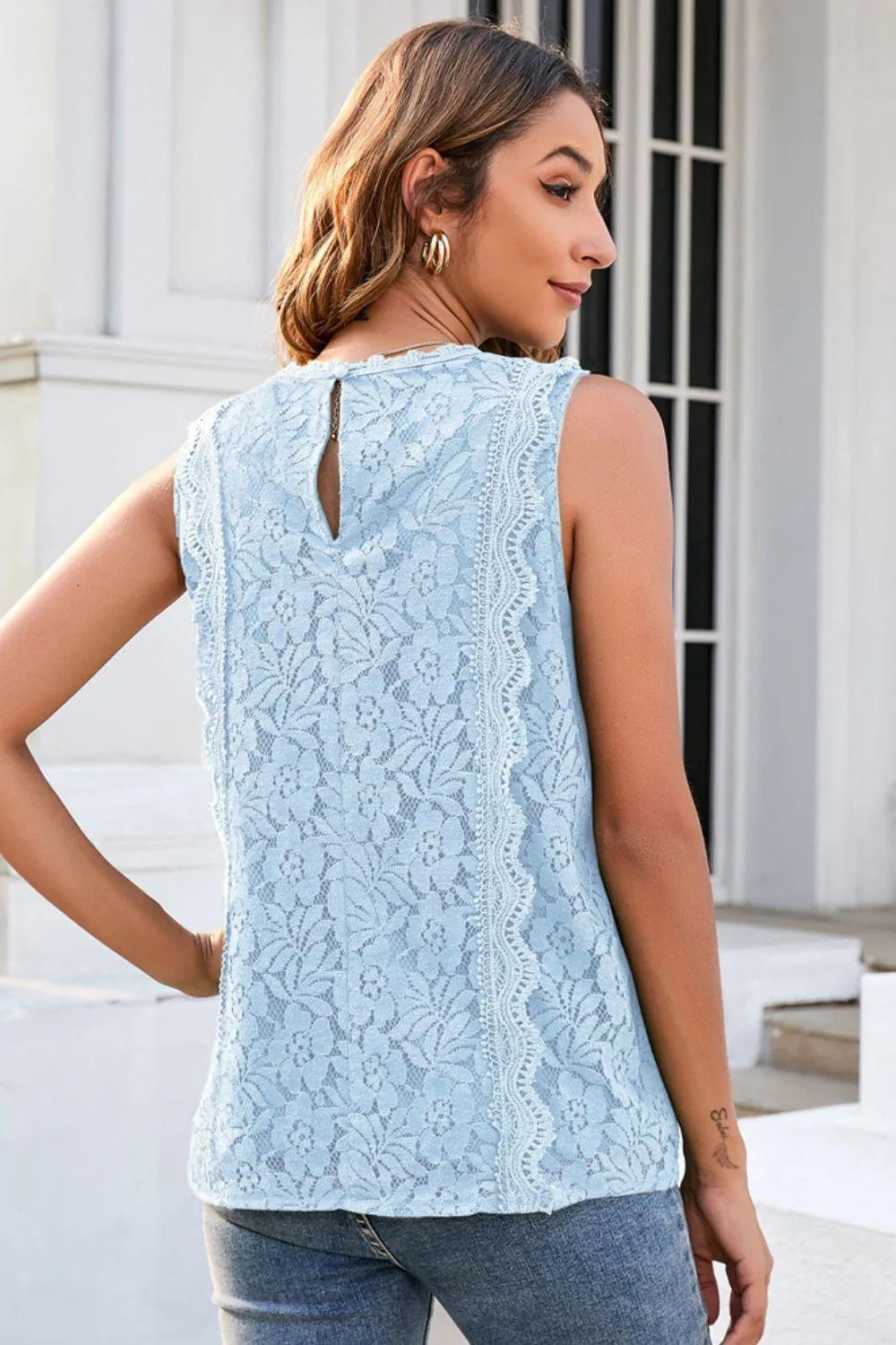 Hazel Blues® |  Lace V-Neck Tank