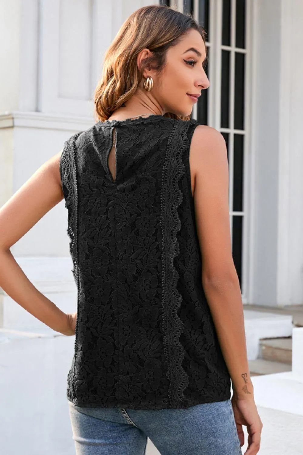 Hazel Blues® |  Lace V-Neck Tank