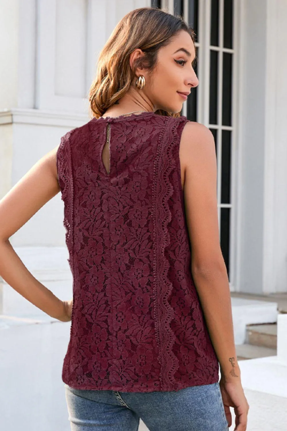 Hazel Blues® |  Lace V-Neck Tank