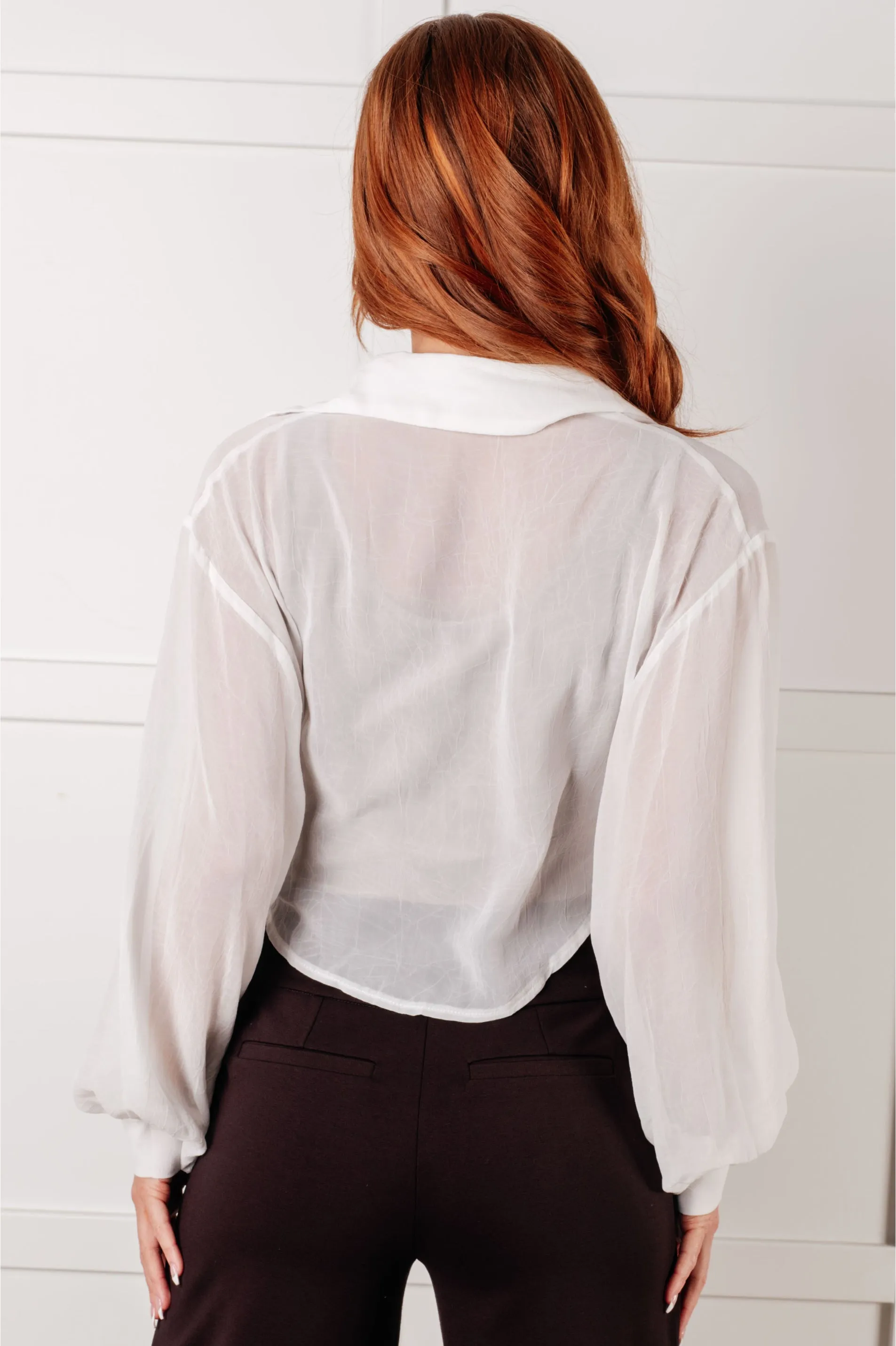 Hazel Blues® |  Pause and Reflect Tie Front Button Up Shirt