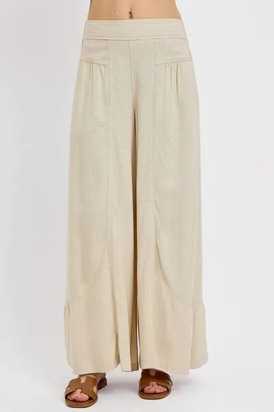 Hazel Blues® |  RISEN Shirring Detail Wide Leg Pants