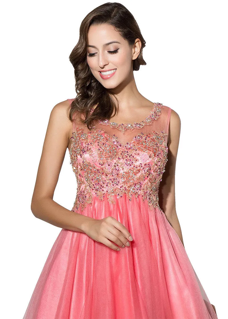 Homecoming Dress Pink With Beadings