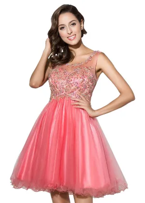 Homecoming Dress Pink With Beadings