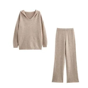 Hooded Pullover and Wide Leg Pants