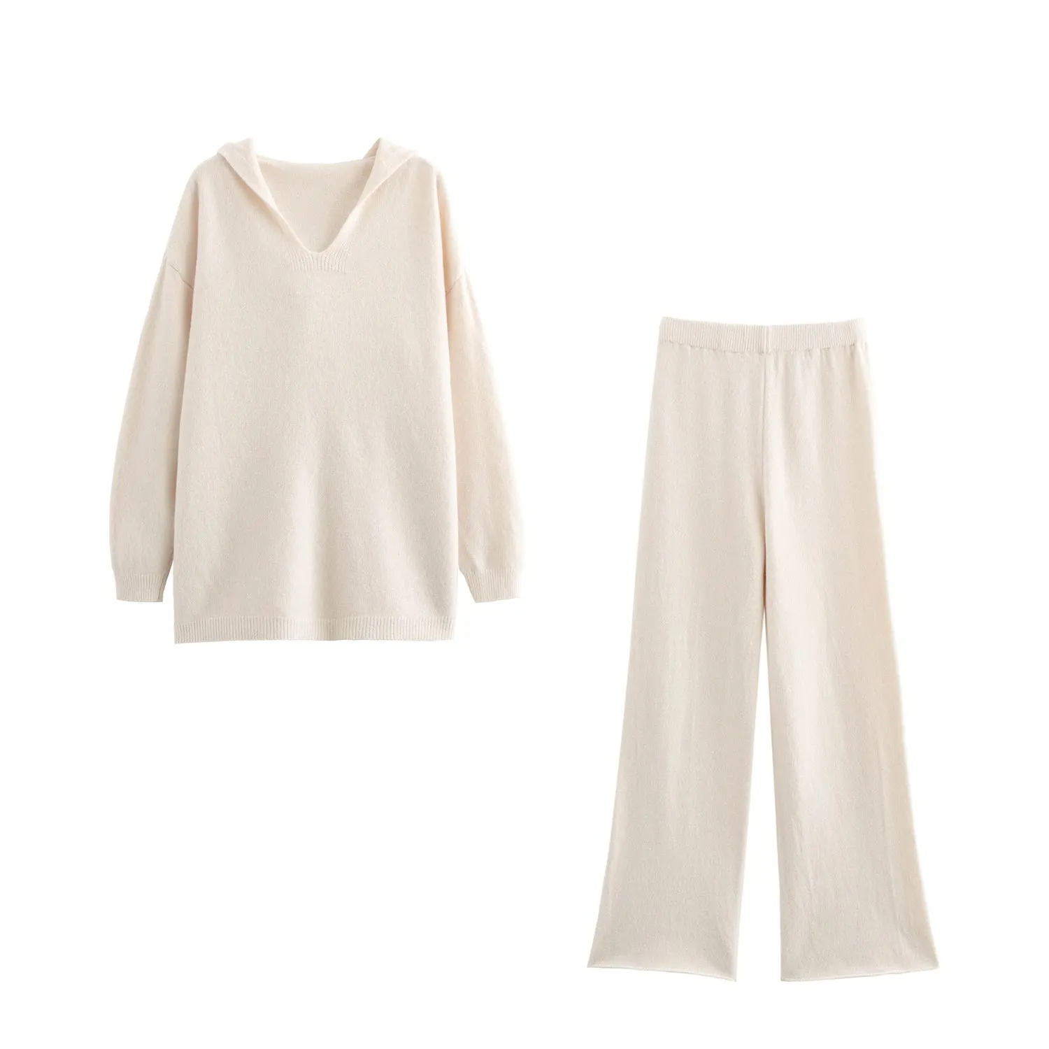Hooded Pullover and Wide Leg Pants