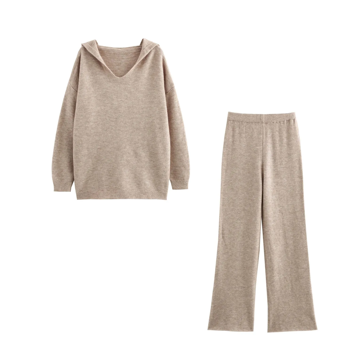 Hooded Pullover and Wide Leg Pants