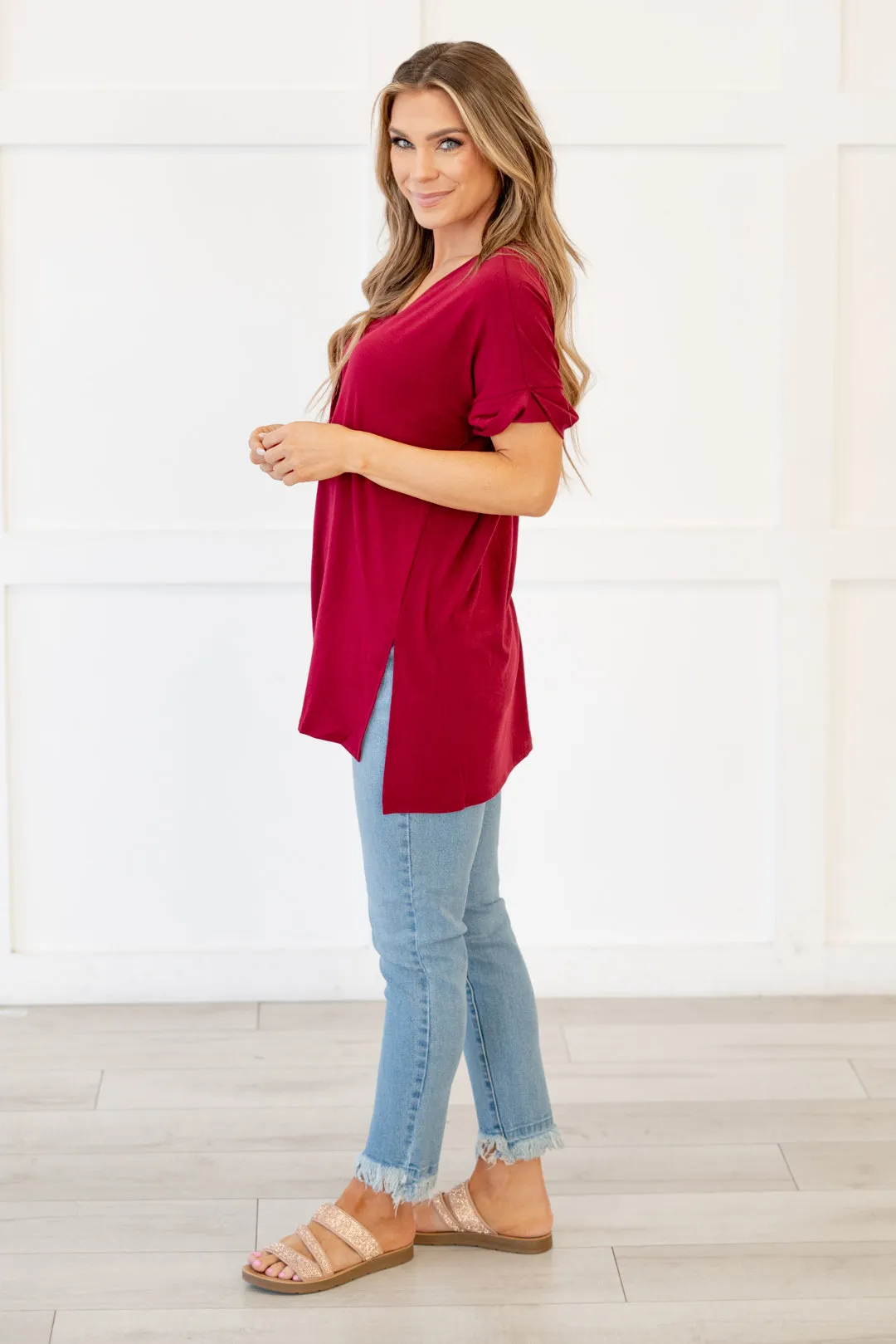 Hot mama tee! High Low Hem V Neck Top