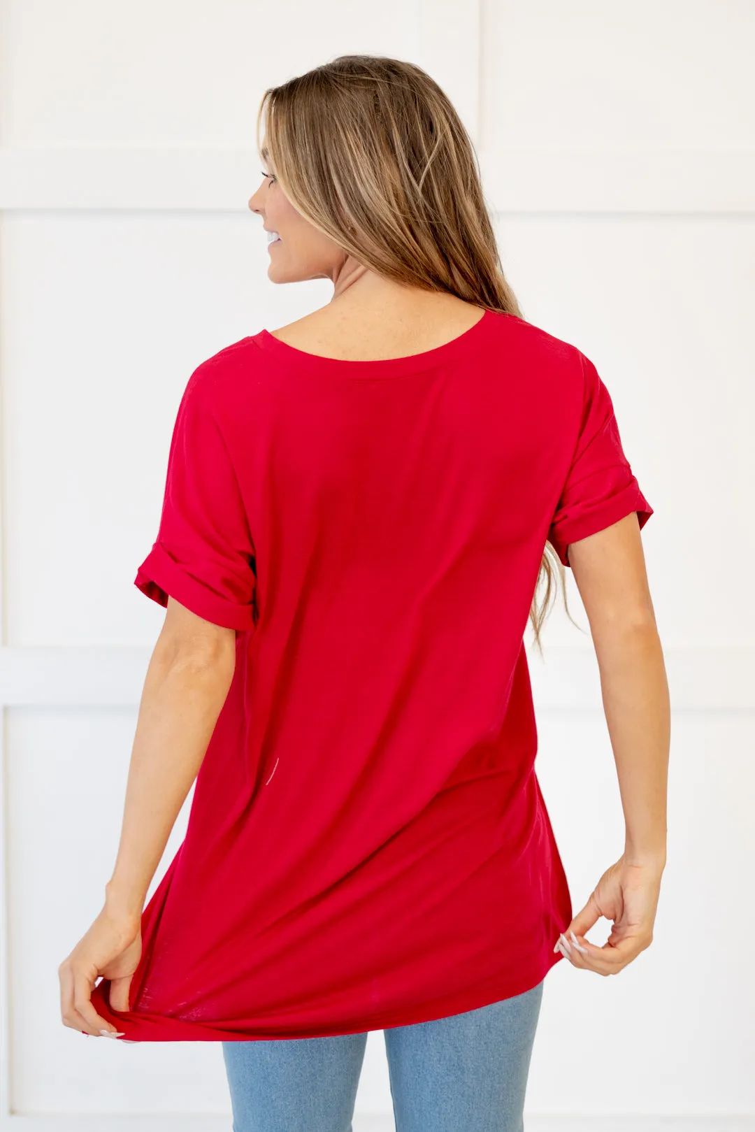 Hot mama tee! High Low Hem V Neck Top