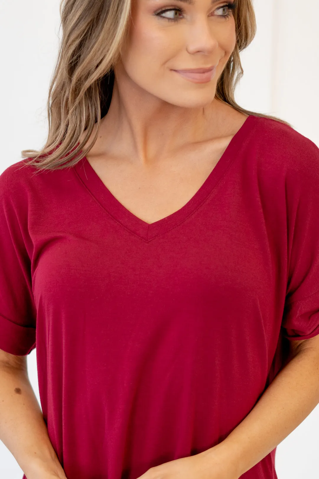 Hot mama tee! High Low Hem V Neck Top
