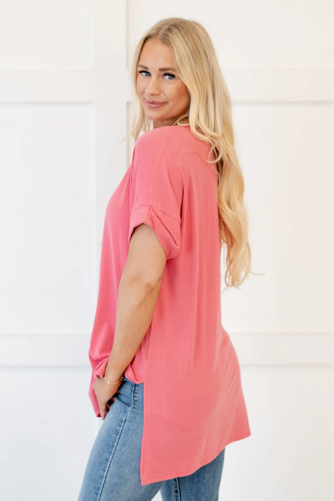 Hot mama tee! High Low Hem V Neck Top