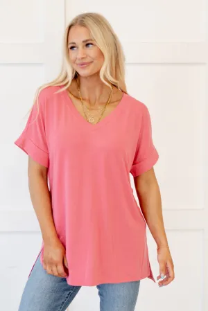 Hot mama tee! High Low Hem V Neck Top