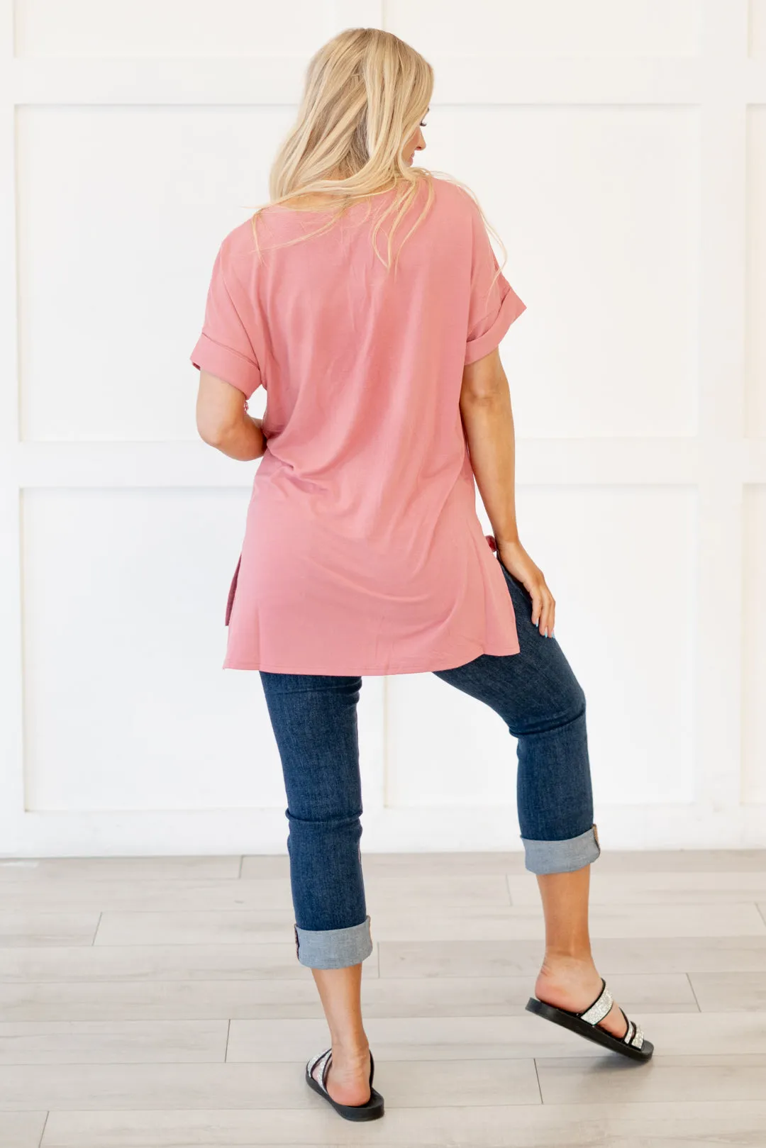 Hot mama tee! High Low Hem V Neck Top