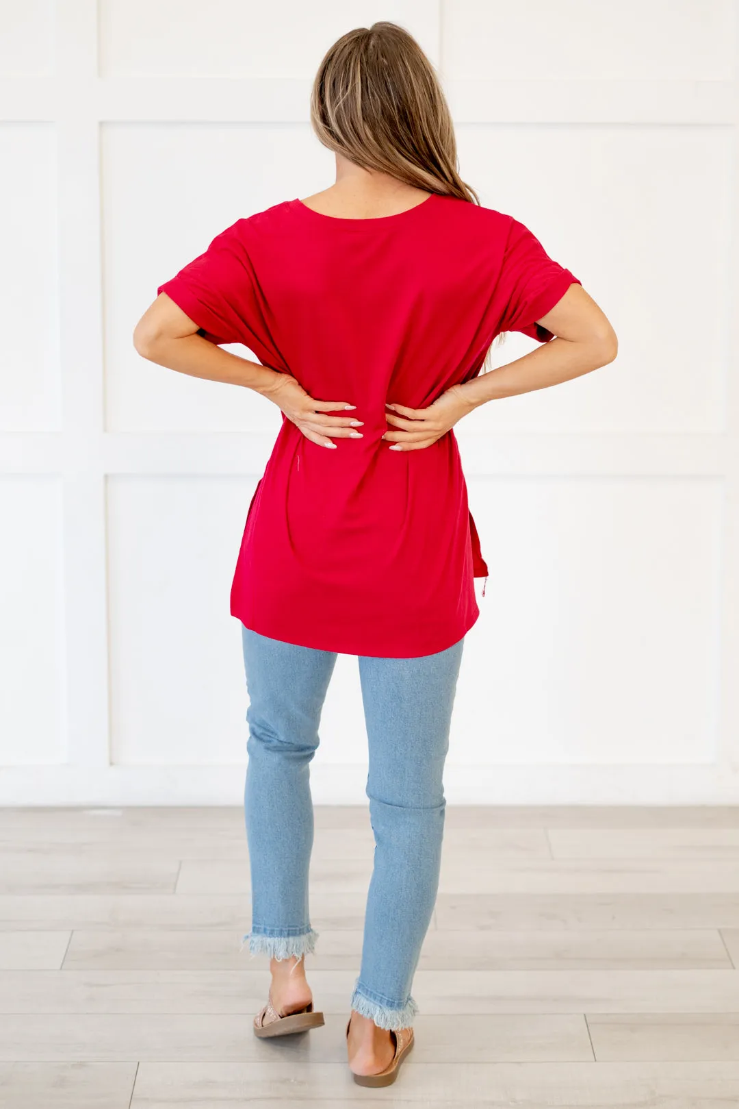 Hot mama tee! High Low Hem V Neck Top