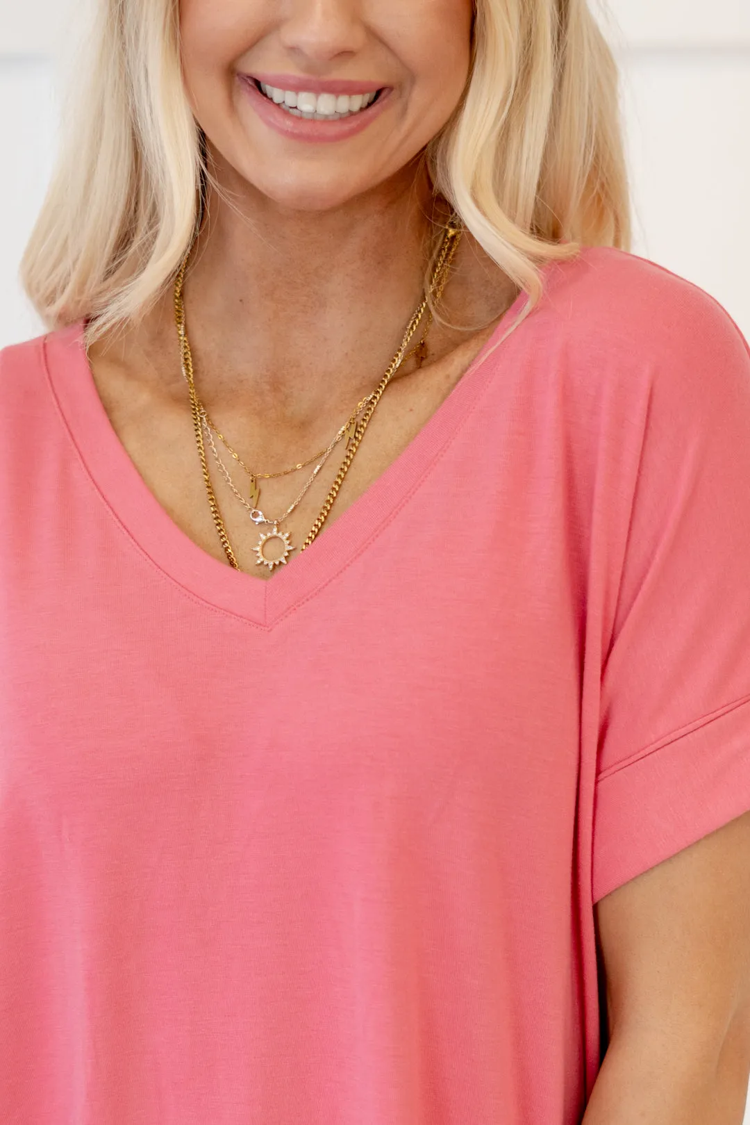 Hot mama tee! High Low Hem V Neck Top