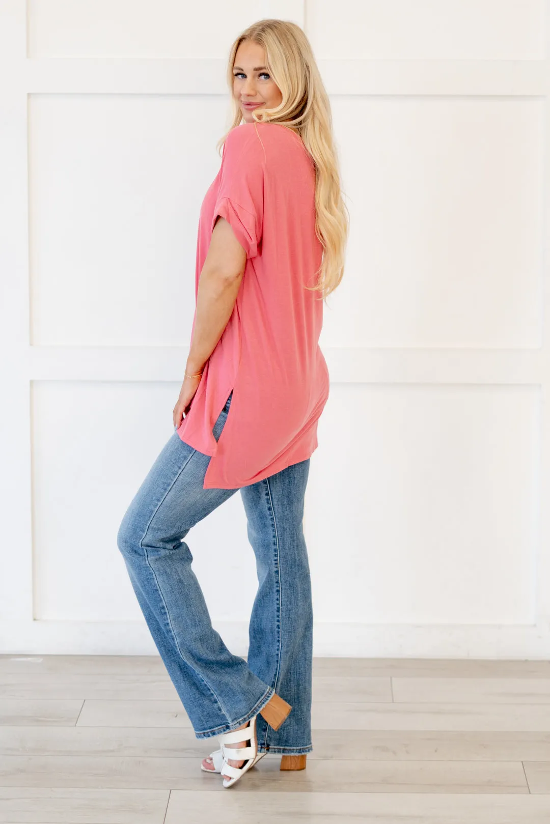 Hot mama tee! High Low Hem V Neck Top