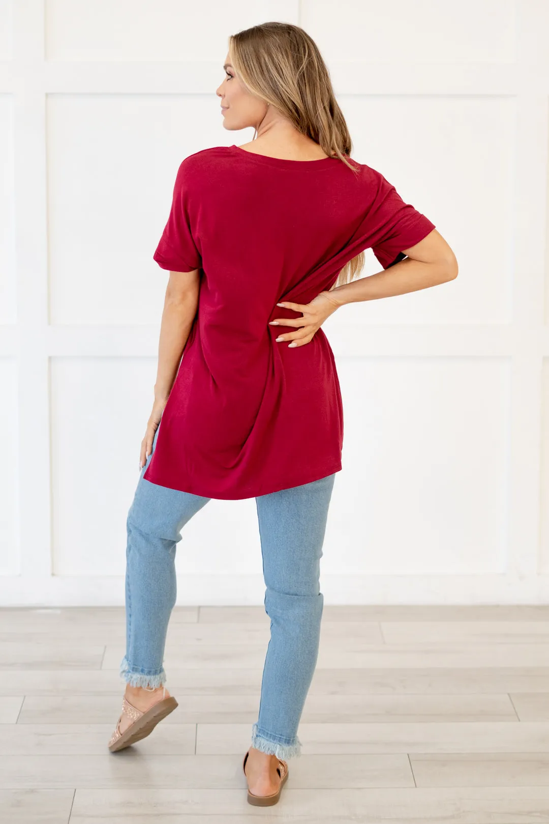 Hot mama tee! High Low Hem V Neck Top