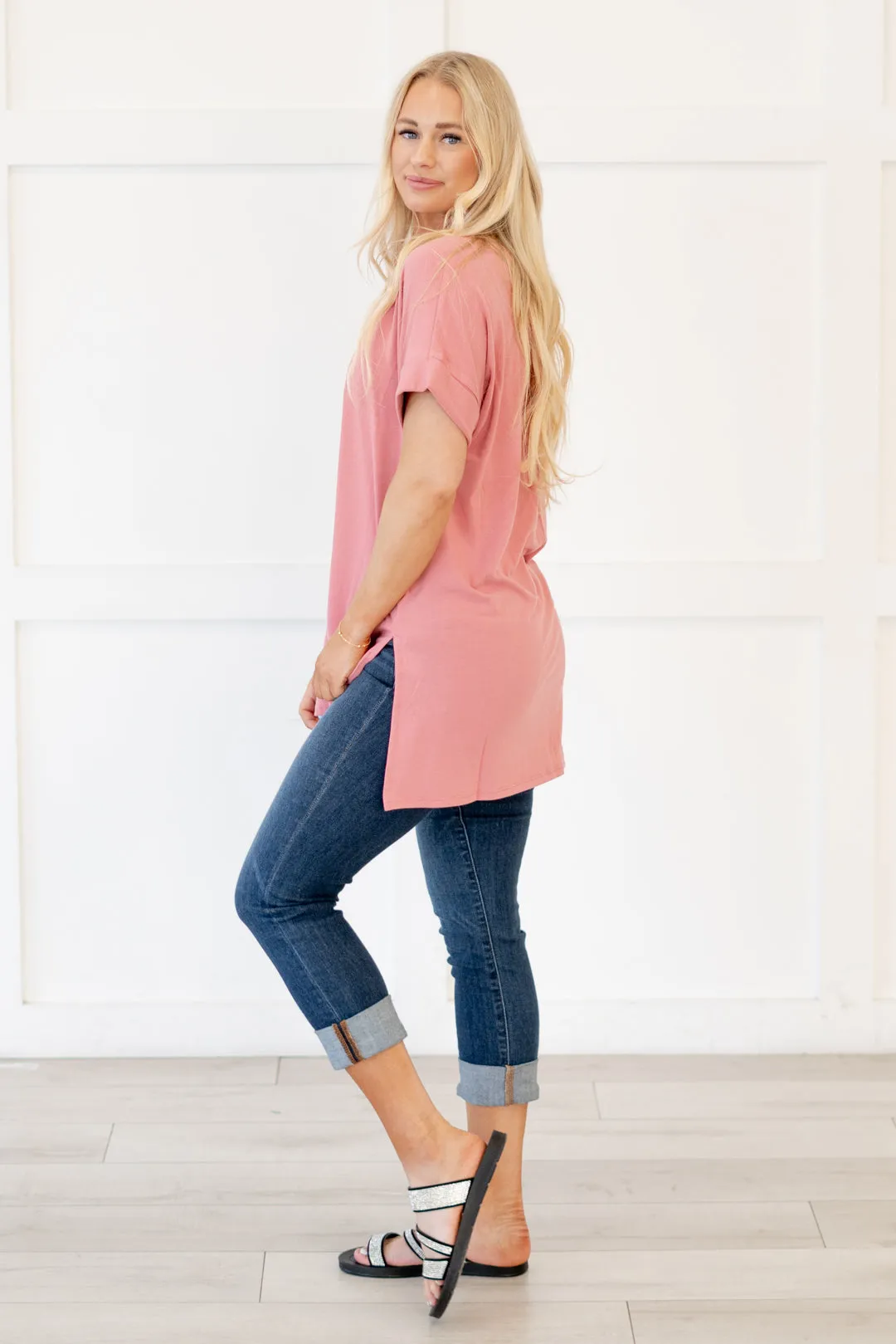Hot mama tee! High Low Hem V Neck Top