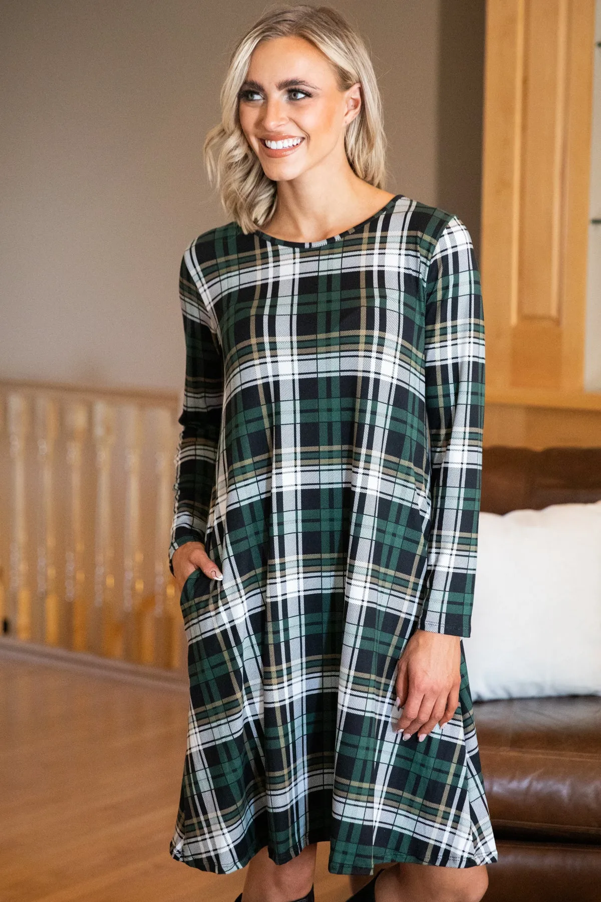 Hunter Green and Black Plaid Dress