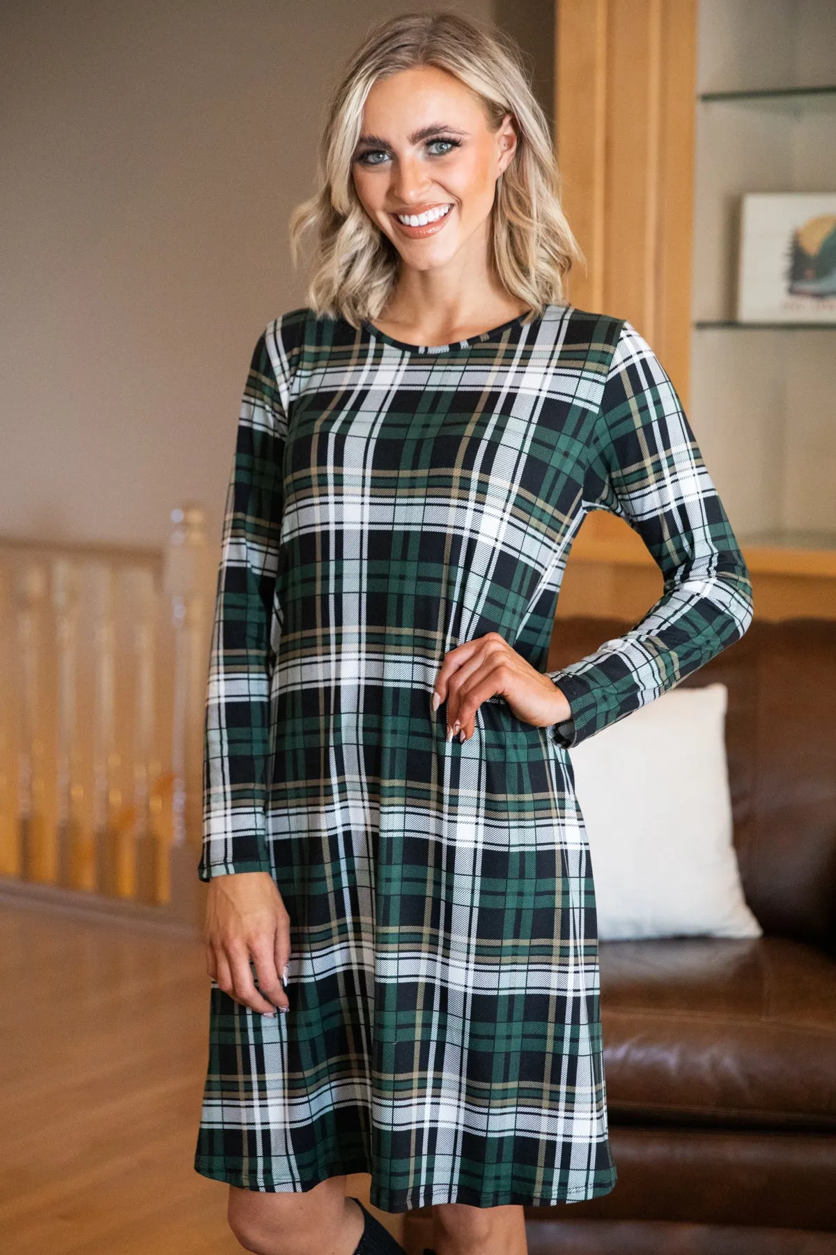 Hunter Green and Black Plaid Dress
