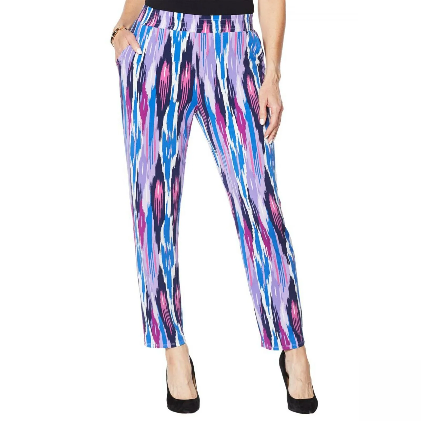 IMAN Women's Plus Size City Chic Printed Ankle Pants