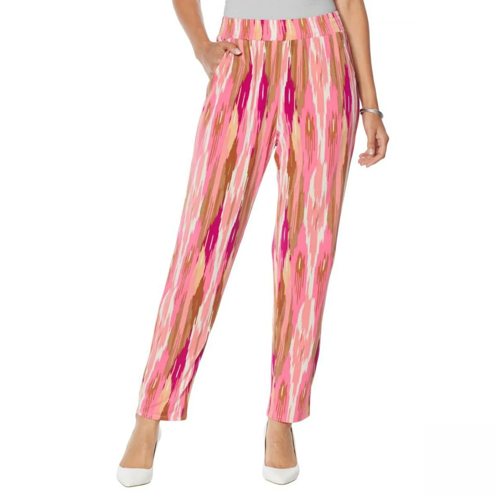 IMAN Women's Plus Size City Chic Printed Ankle Pants