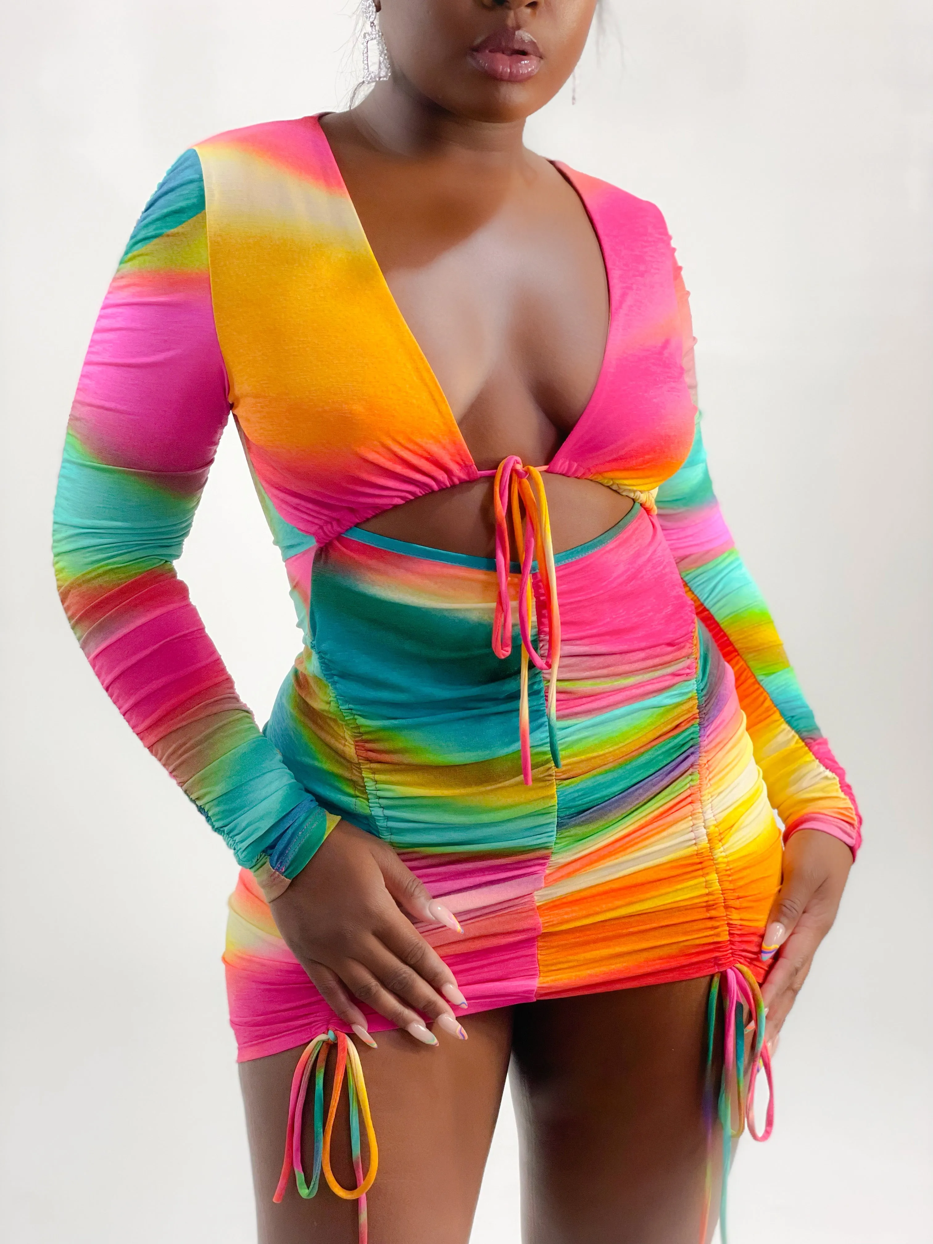 IN A MILLION CUTOUT MULTI MINI DRESS (PINK) (FINAL SALE)
