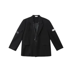 Irregular Edge Shoulder Pad Suit Jacket