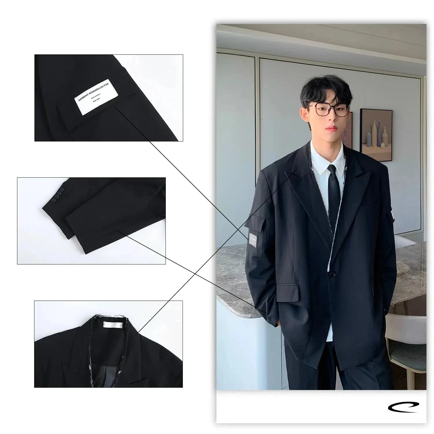 Irregular Edge Shoulder Pad Suit Jacket
