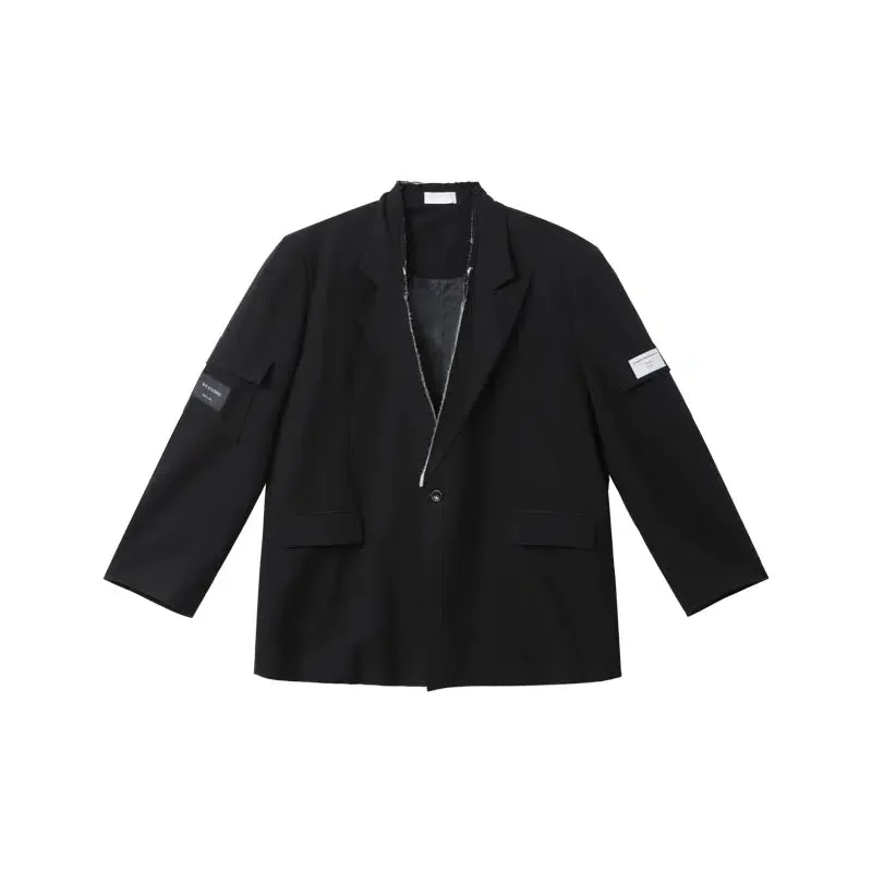 Irregular Edge Shoulder Pad Suit Jacket