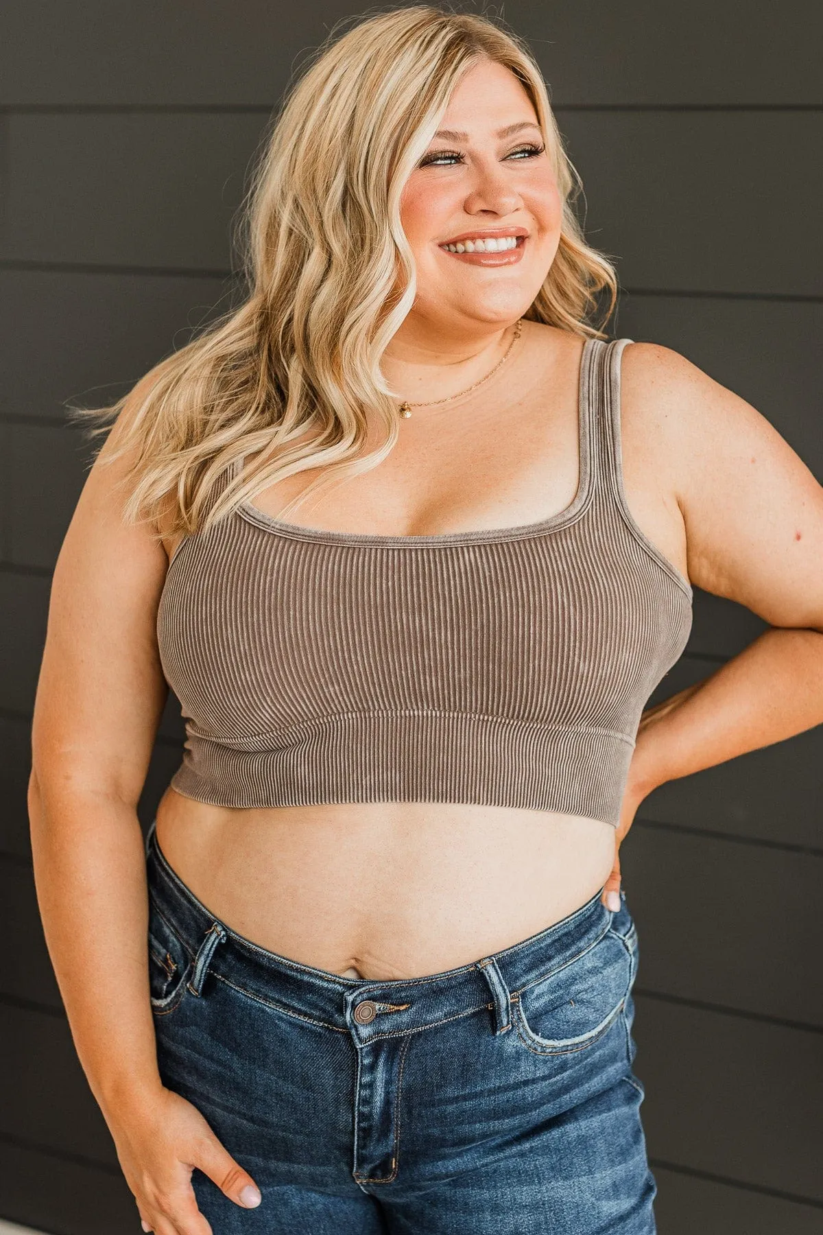 Irresistible Charm Cropped Tank Top- Mocha