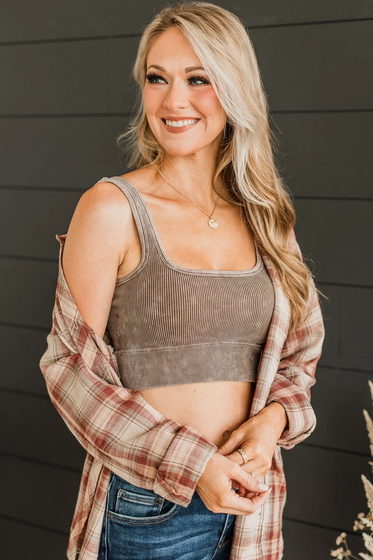 Irresistible Charm Cropped Tank Top- Mocha