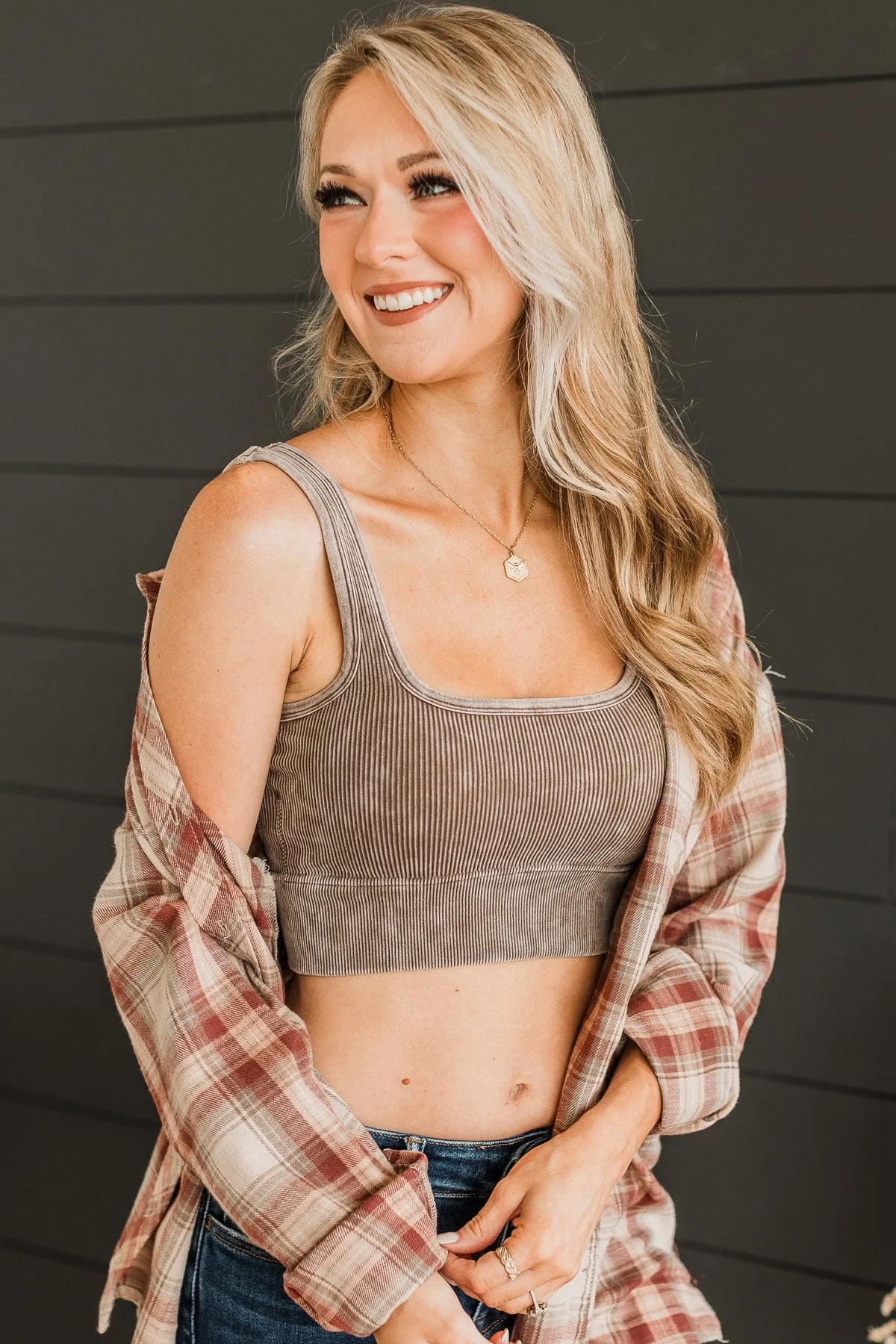 Irresistible Charm Cropped Tank Top- Mocha