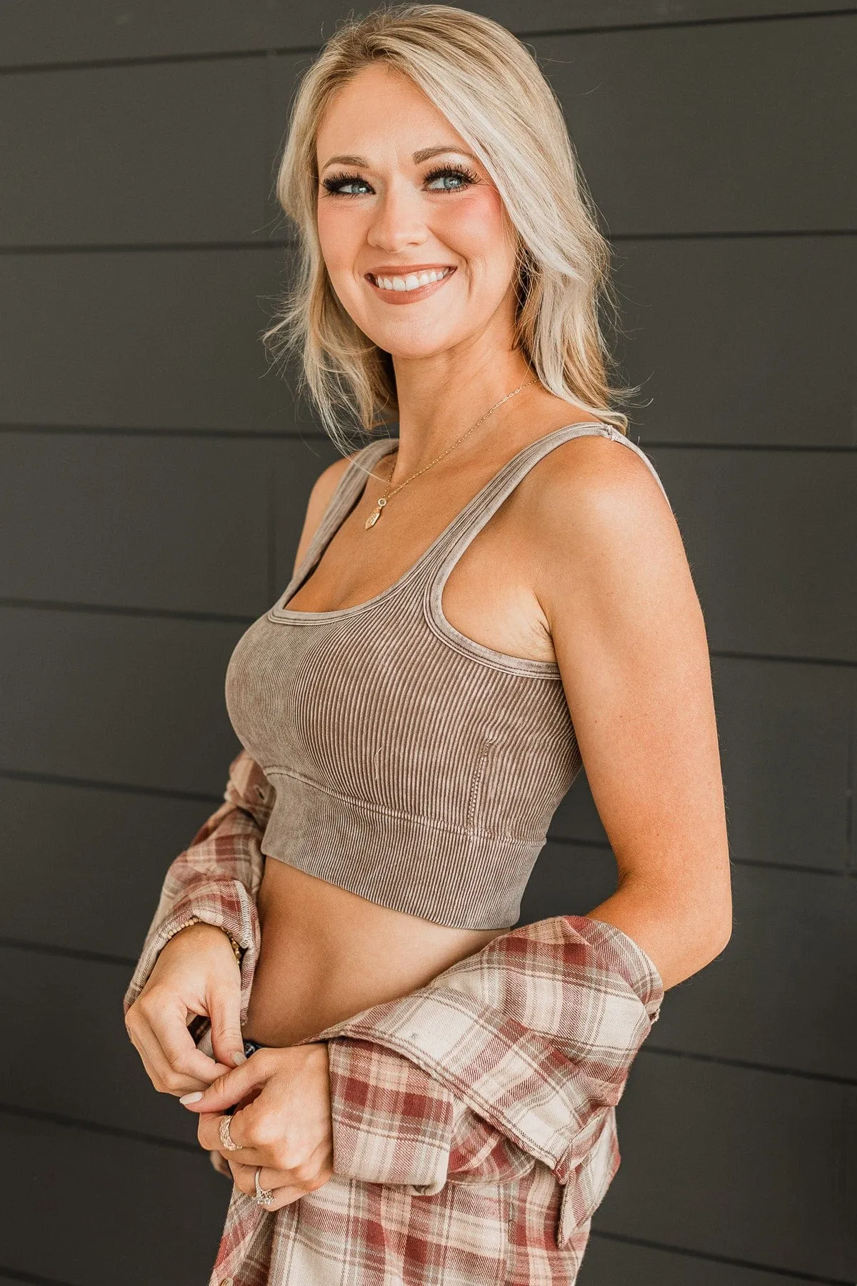 Irresistible Charm Cropped Tank Top- Mocha