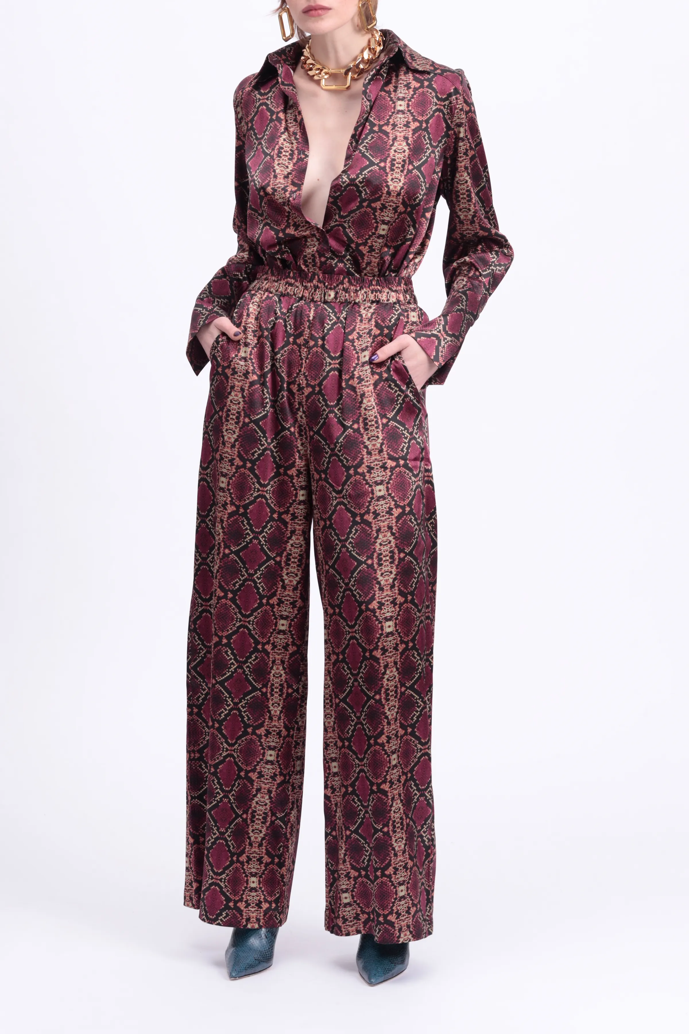 JAMIE WIDE-LEG SILK-SATIN PANTS