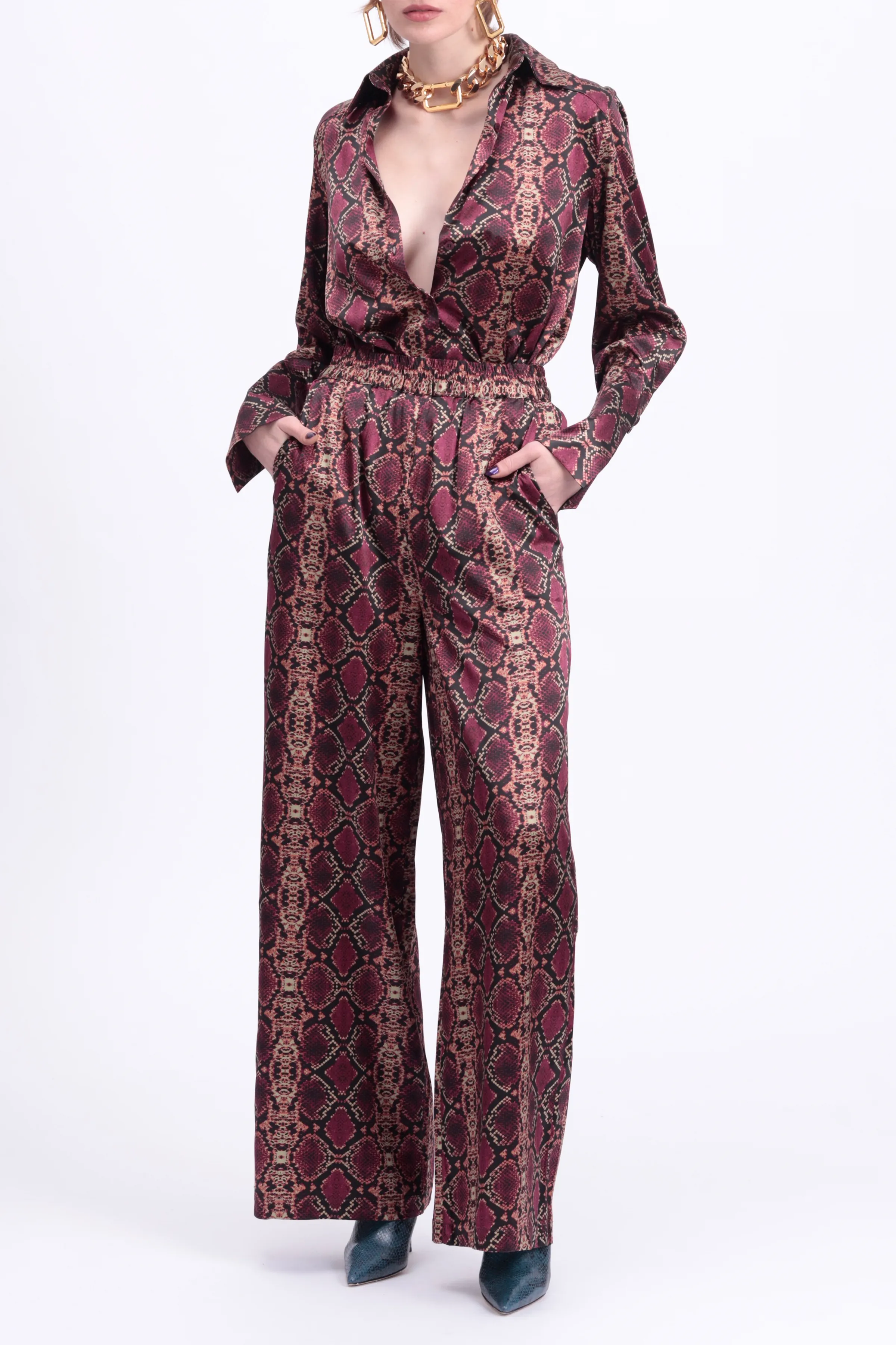 JAMIE WIDE-LEG SILK-SATIN PANTS