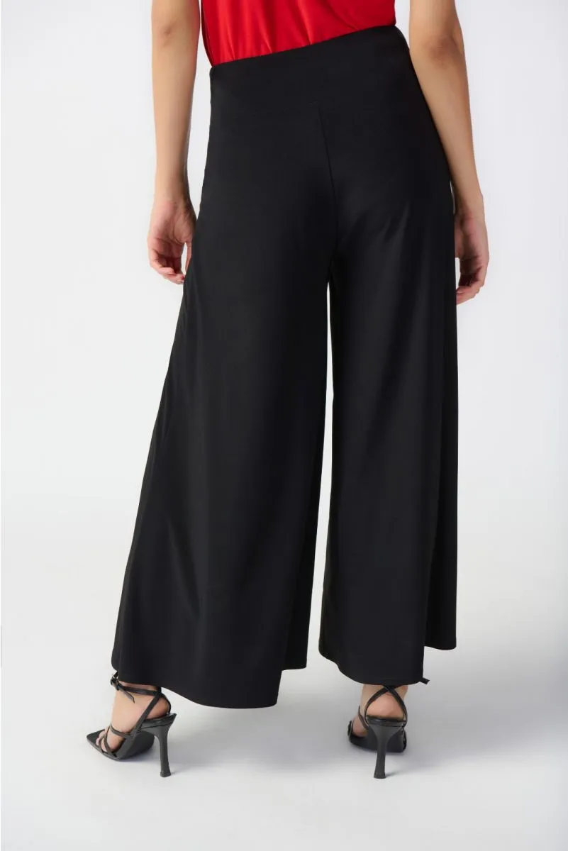 Joseph Ribkoff Black Metal Hardware Detail Pull On Wide Leg Pants 241121
