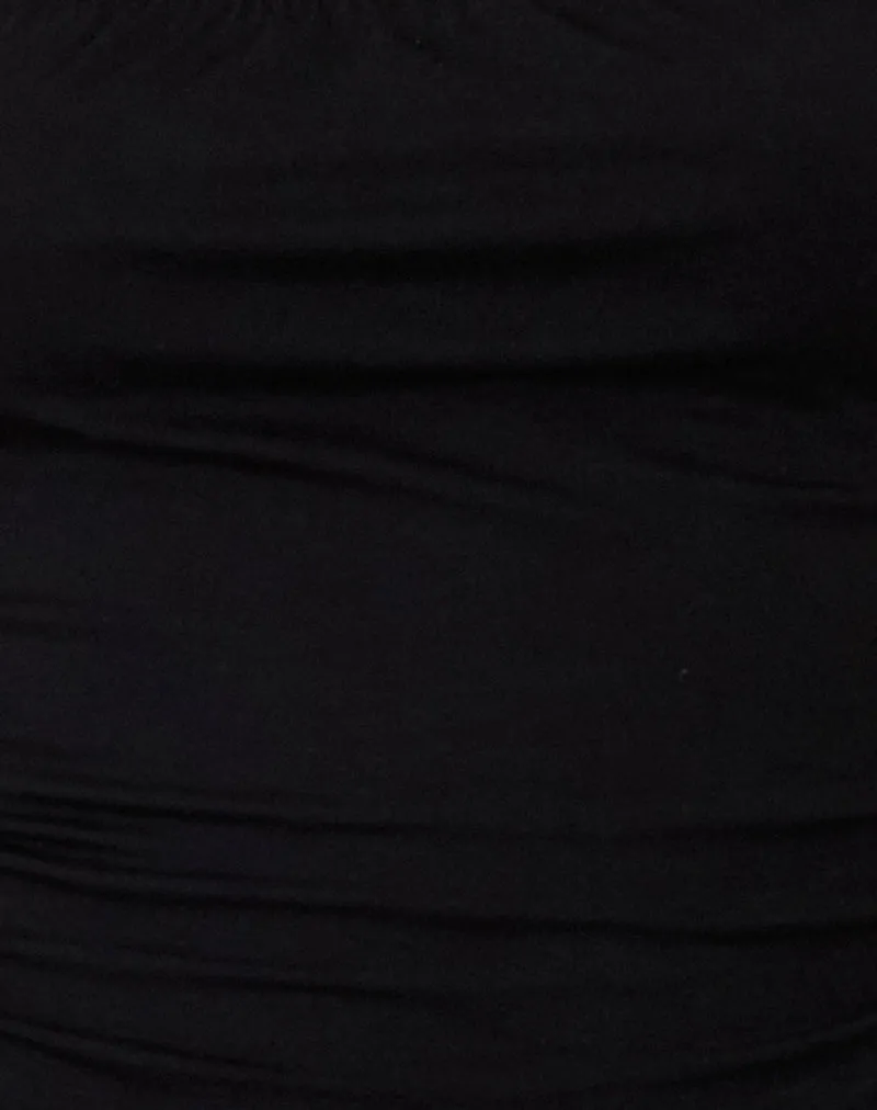 Kelmere Open Neck Top in Jersey Plain Black