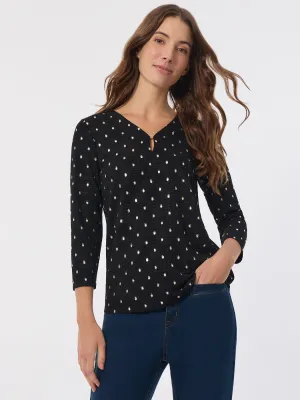 Keyhole Neckline Sparkle Accent Top
