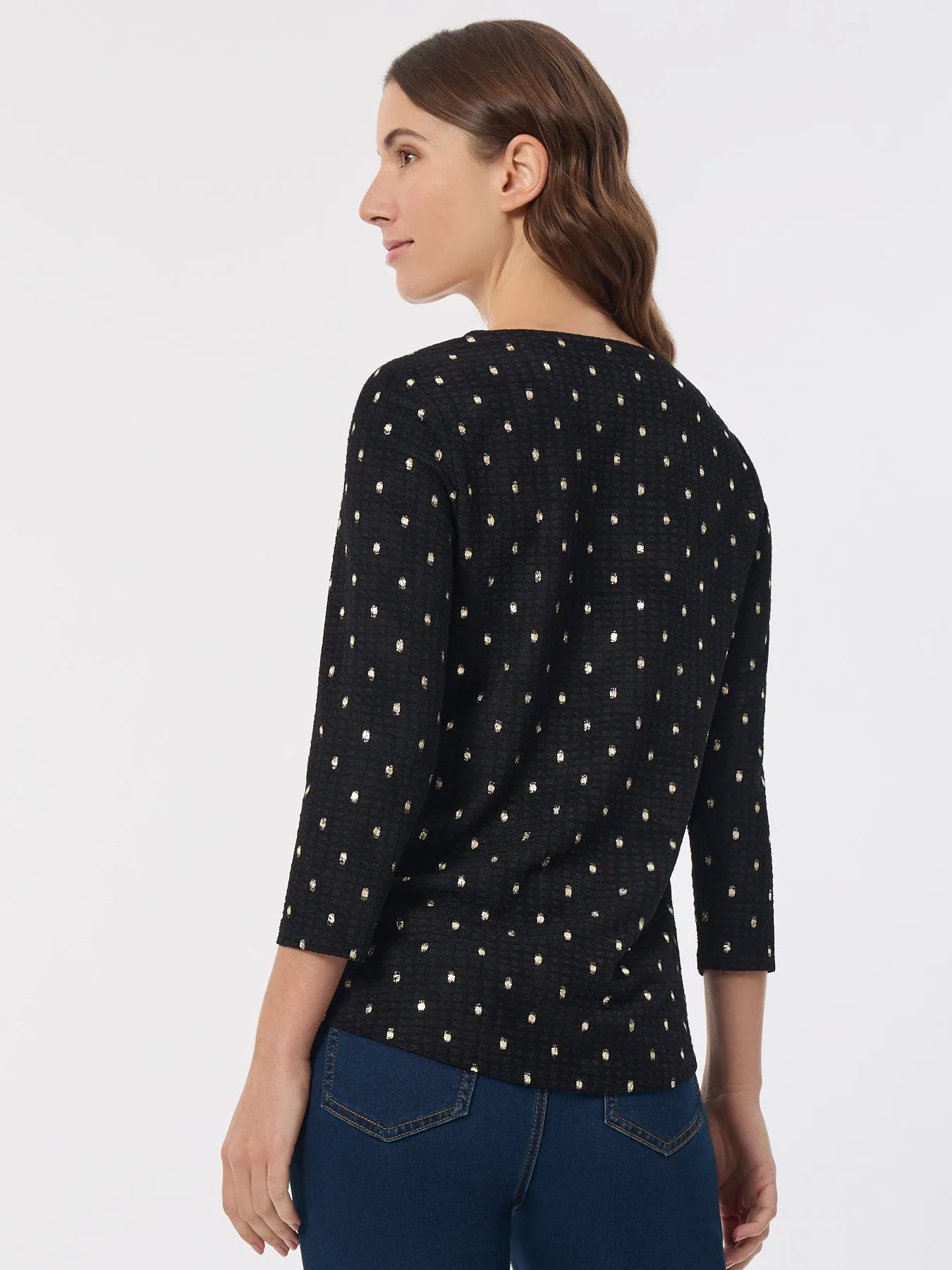 Keyhole Neckline Sparkle Accent Top