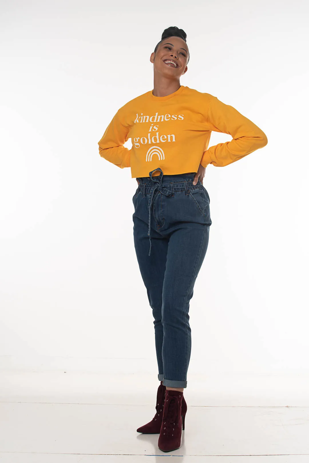 KINDNESS IS GOLDEN CROPPED SWEATSHIRT