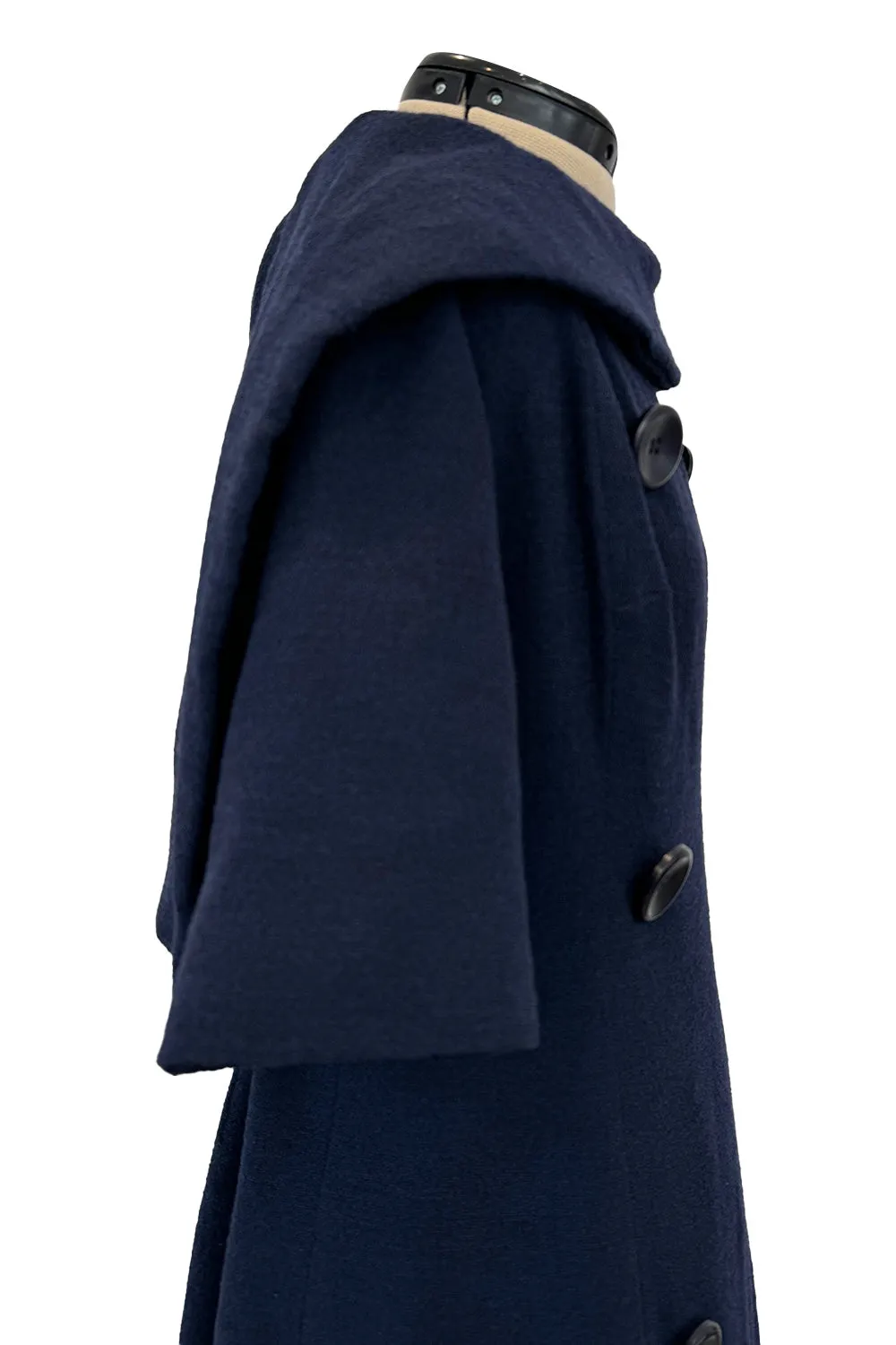 Late 1950s Christian Dior London by Marc Bohan Numbered Blue Shift Dress w Button Detailing