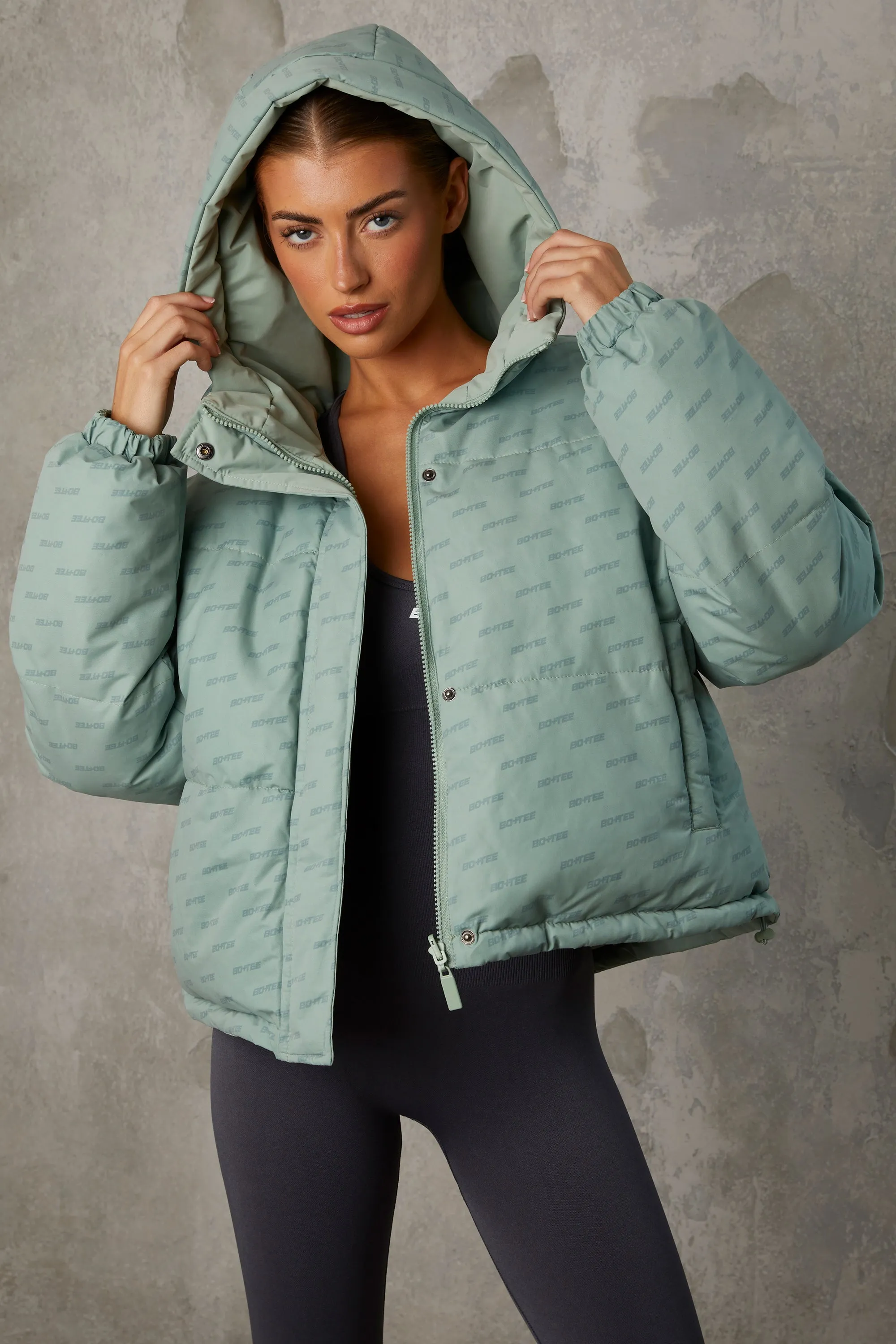 Layer Up - Reversible Hooded Puffer Jacket in Iceberg Green