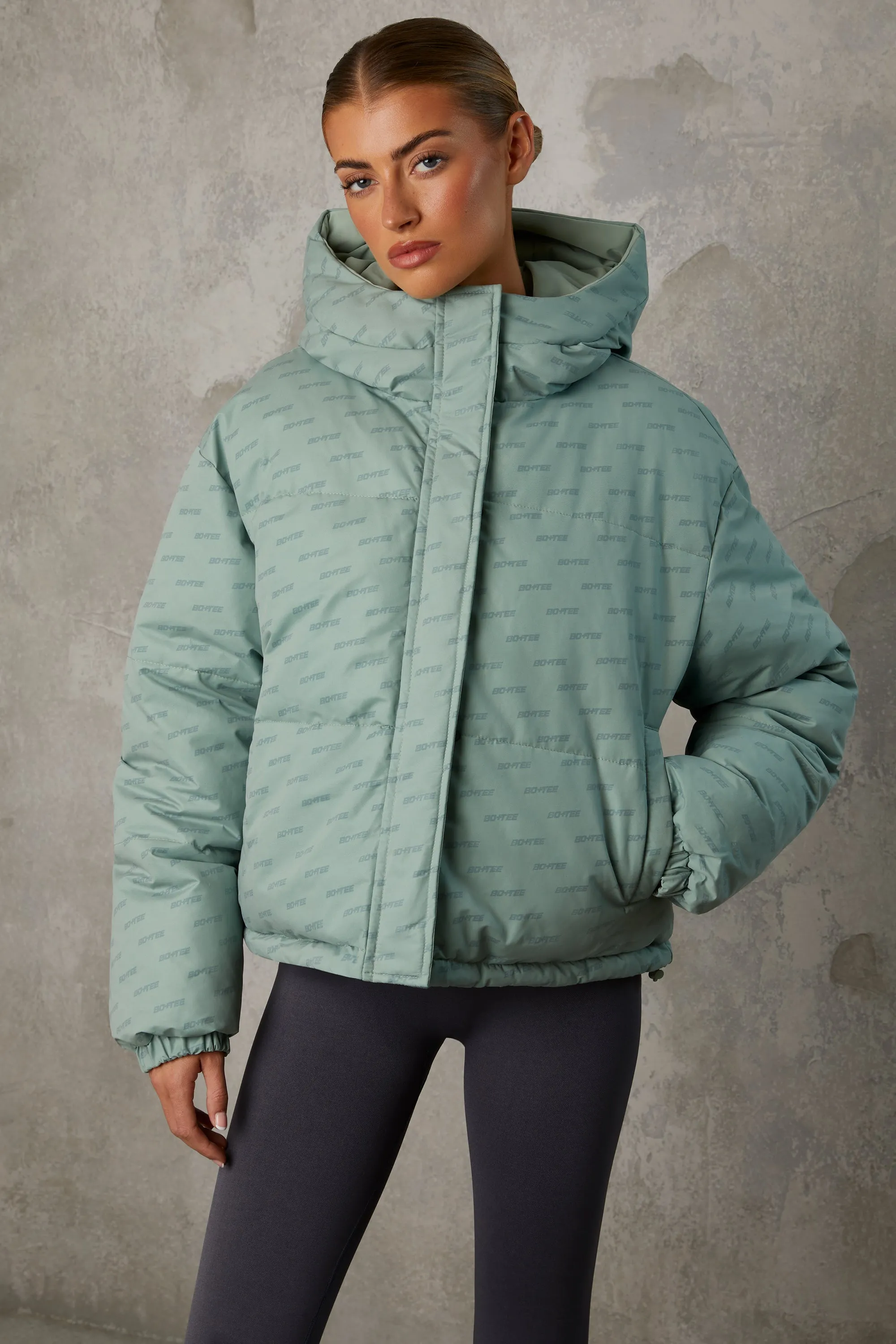 Layer Up - Reversible Hooded Puffer Jacket in Iceberg Green