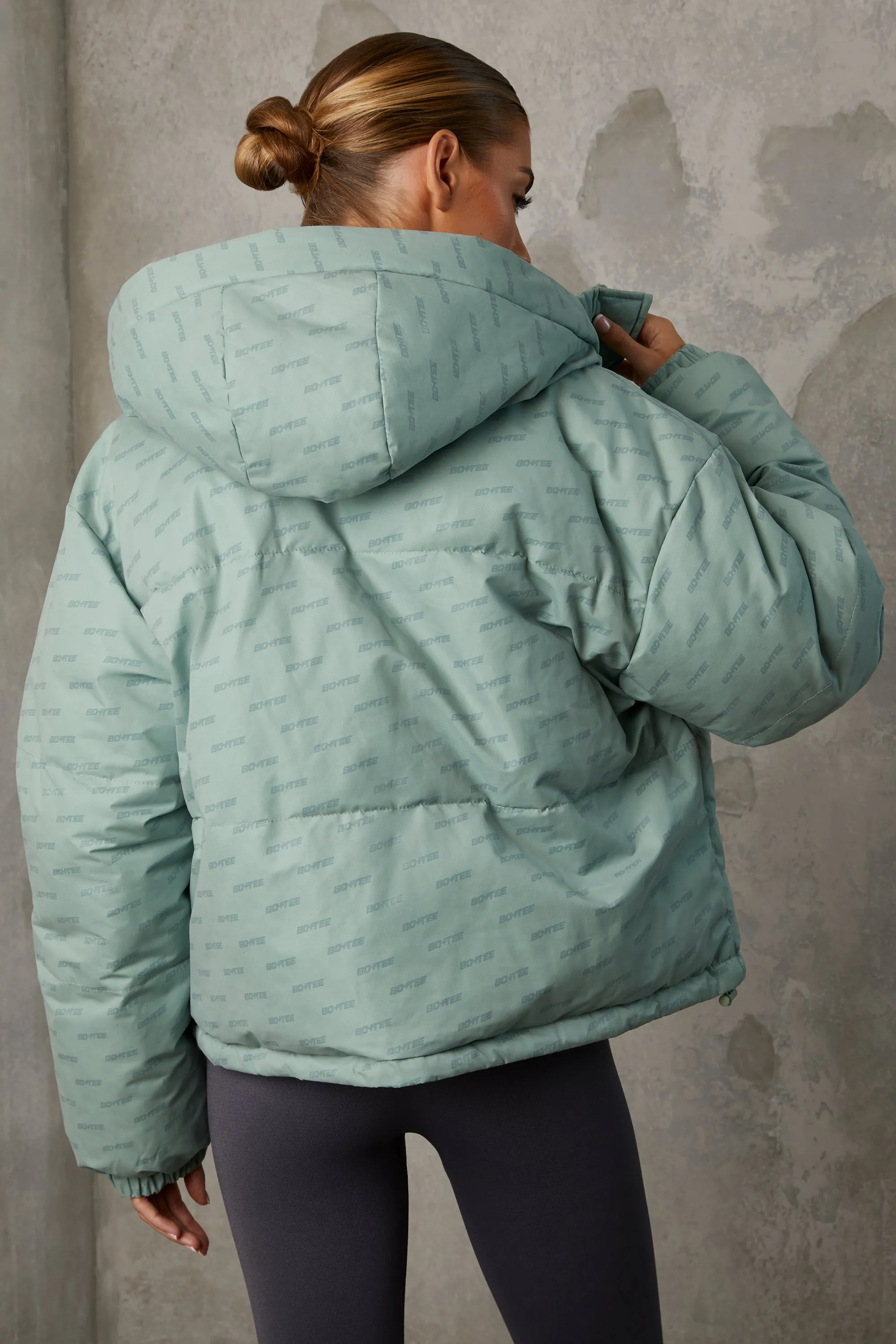 Layer Up - Reversible Hooded Puffer Jacket in Iceberg Green