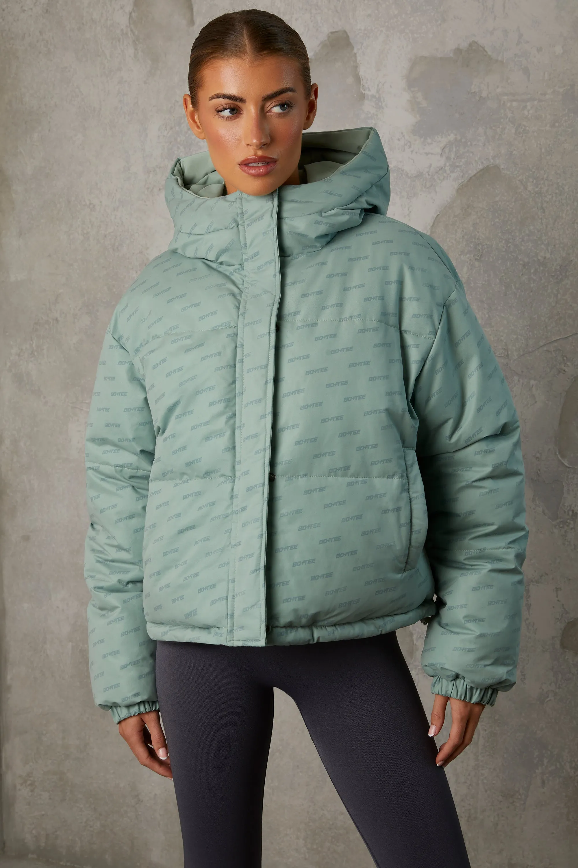 Layer Up - Reversible Hooded Puffer Jacket in Iceberg Green