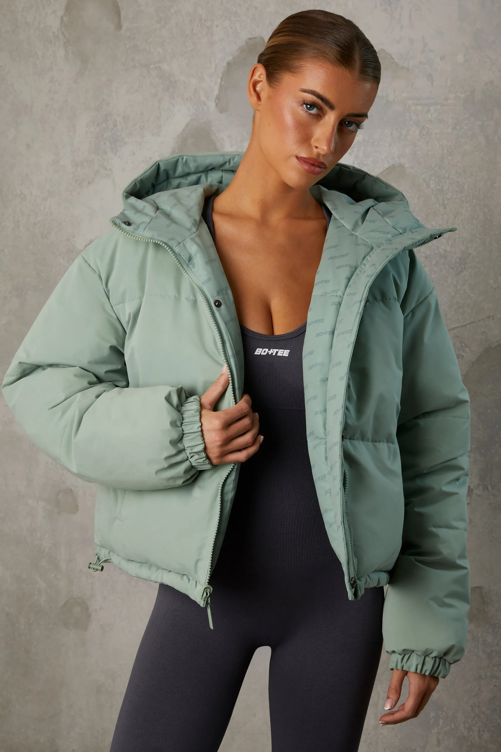Layer Up - Reversible Hooded Puffer Jacket in Iceberg Green