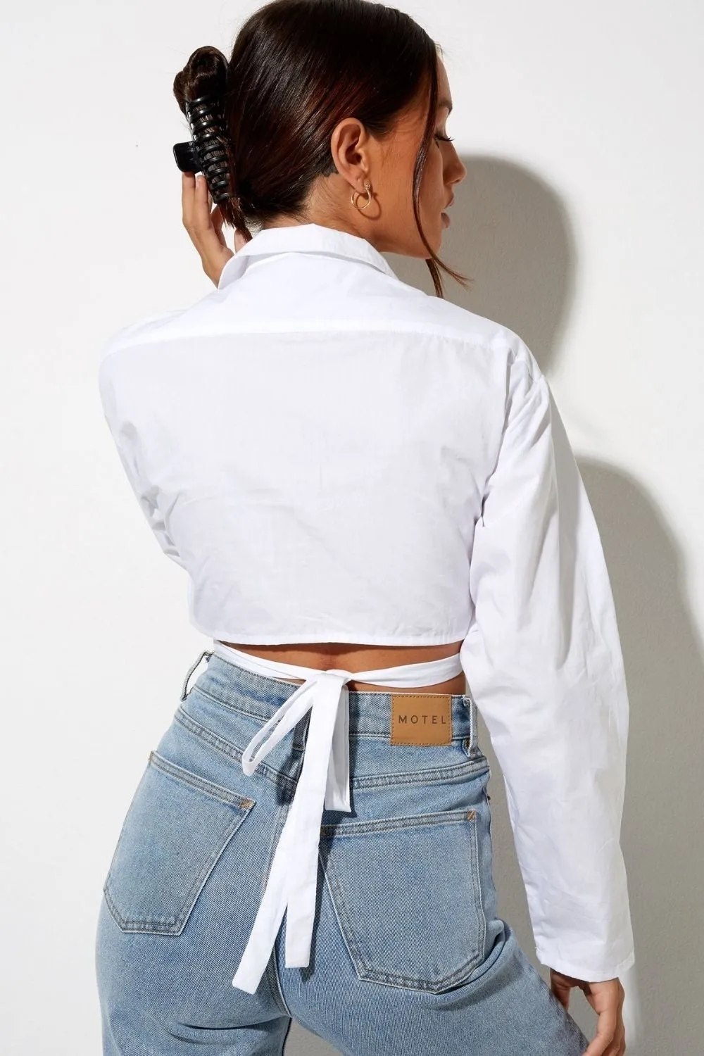 Let It Be White Cropped Shirt